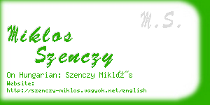 miklos szenczy business card